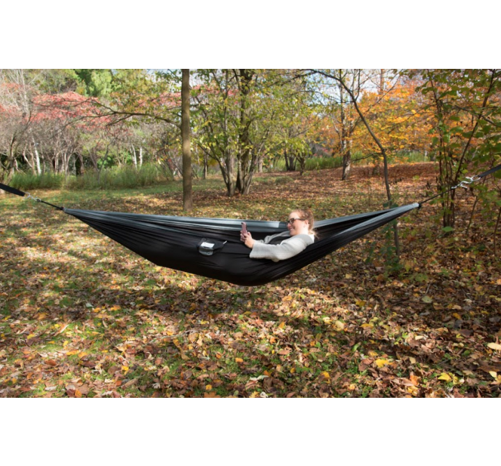 Vivere Parachute Hammock - Double (Black/Gray) - Actual