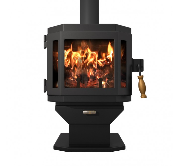 Catalyst Wood Stove With Black Door - Front
