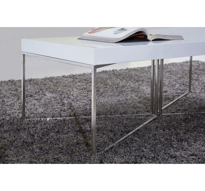 White Mixer Coffee Table -Stainless Steel Legs