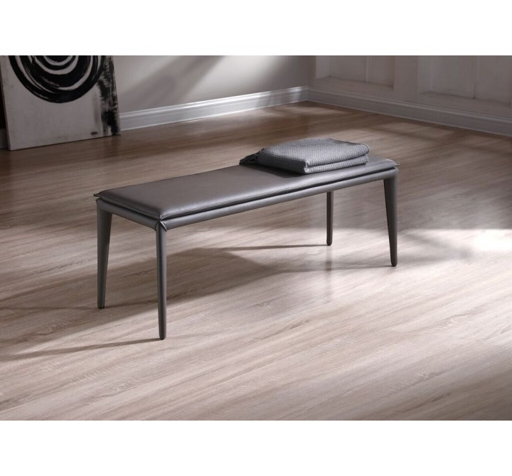 Whiteline Modern Living Jared Bench Dark Grey Faux Leather With Steel Legs
