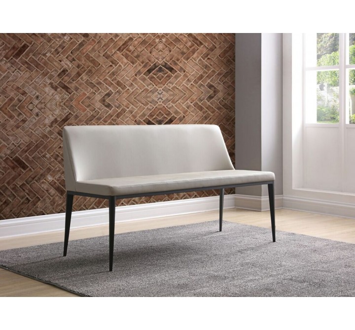 Carrie Bench Light Grey Faux Leather - Lifestyle