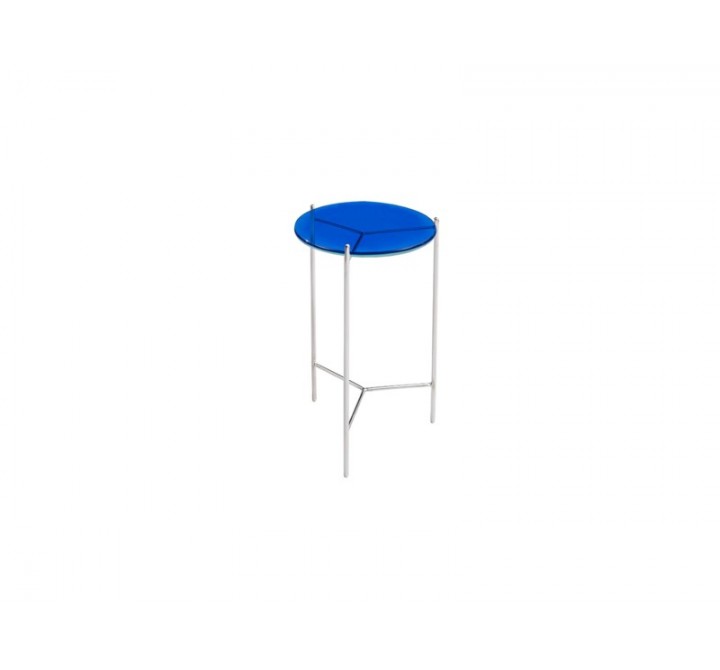 Bellini Modern Living Bolt Glass Top Side Table - BLUE