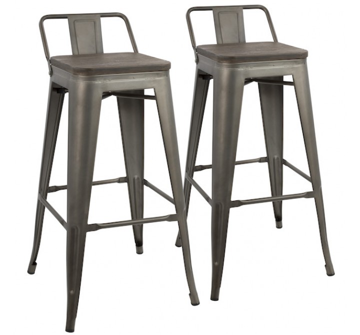 LumiSource Oregon Low Back Barstool - Set of 2 - ANTIQUE; ESPRESSO