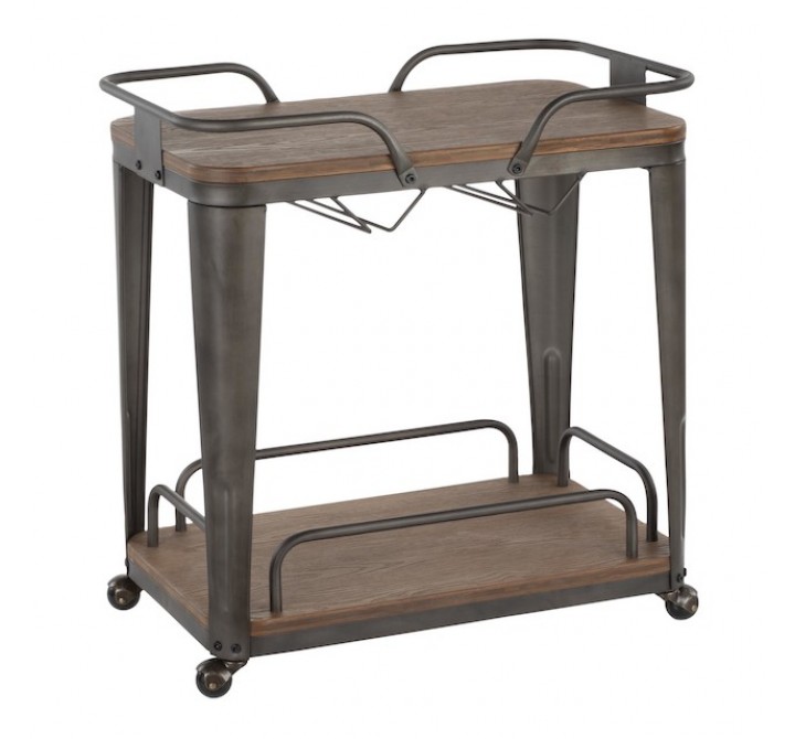 LumiSource Oregon Bar Cart - Antique + Espresso