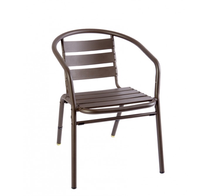 Capri Stacking Armchair - Powder Coated Aluminum - Bronze Gray