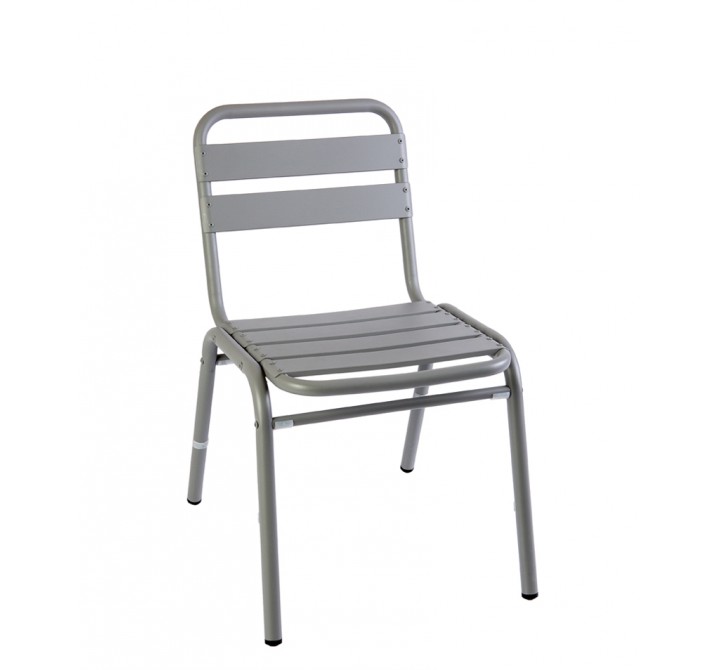 Capri Stacking Side Chair - Powder Coated Aluminum - Soft Gray