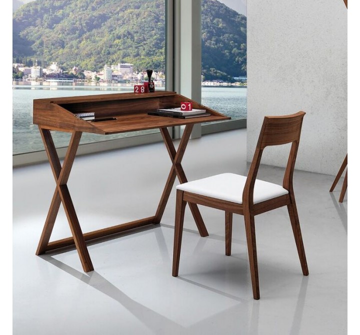 Capri Dining Chair In Solid Walnut And White 