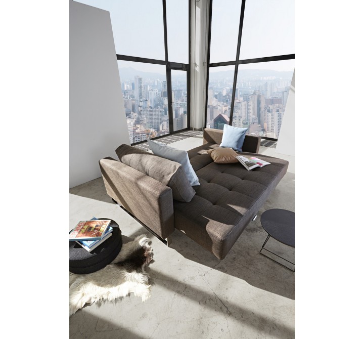 Cassius D.E.L. Sofa With Chrome Legs in Begum Dark Brown Fabric