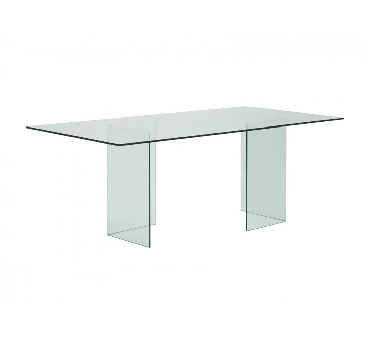 Casabianca MIAMI Collection Clear Glass Dining Table - Angled
