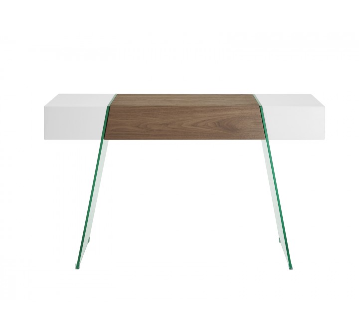 Casabianca IL VETRO CABANA Console Table - Front - High Gloss White Lacquer And Walnut Veneer
