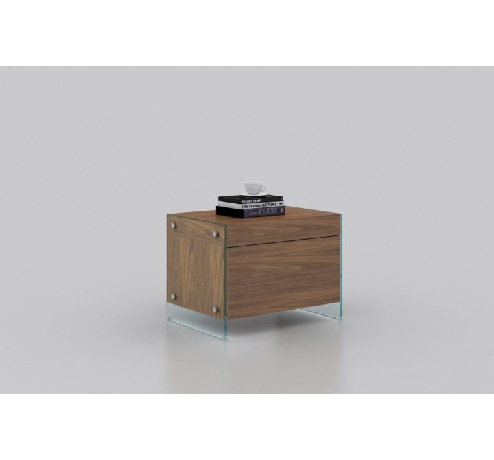 IL VETRO Collection Walnut Veneer Nightstand / End Table