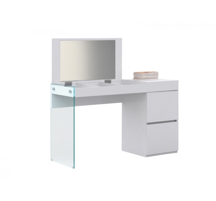 Casabianca IL VETRO Vanity In High Gloss White Lacquer And Mirror With Clear Glass
