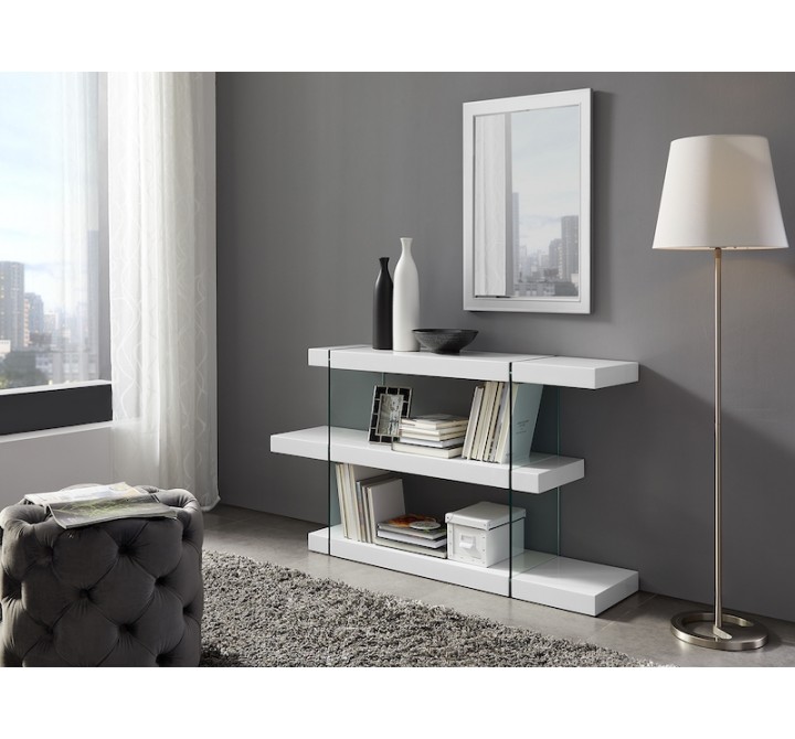 Casabianca Il Vetro High Gloss White Lacquer Bookcase - Lifestyle