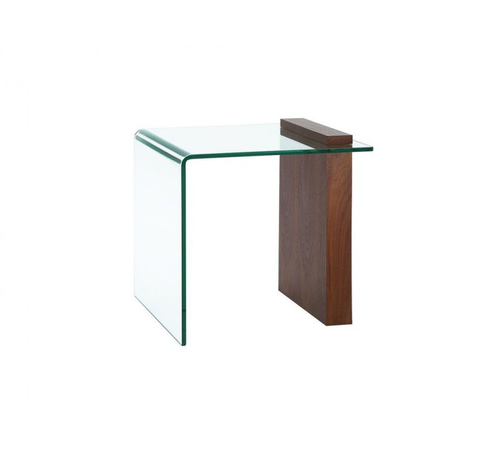 BUONO Walnut Veneer Glass End Table