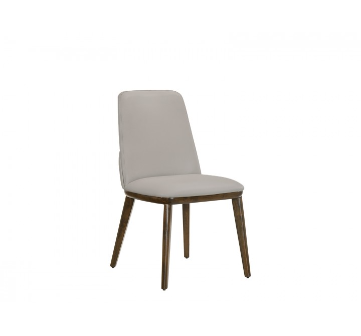 Casabianca STELLAR Dining Chair In Light Gray Leather With Walnut Wood Legs - Single