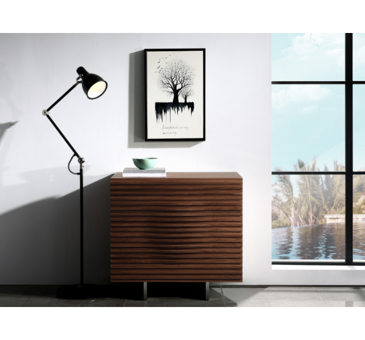 Casabianca MOON Walnut Veneer With Stainless Steel Tall Dresser/ Nightstand - Lifestyle 
