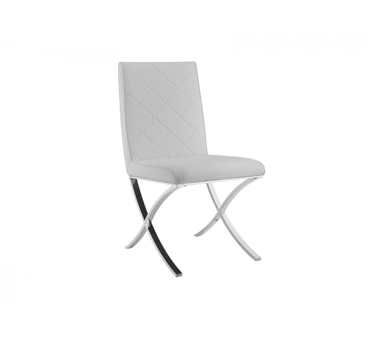 Casabianca LOFT Dining Chair In White Pu-leather With Stainless Steel Base - Single