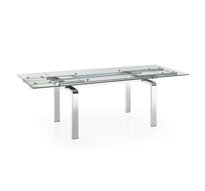CLOUD Collection Stainless Steel Extendable Dining Table - Stretched