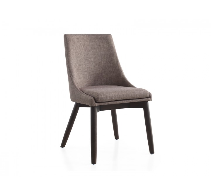 Casabianca CREEK Dining Chair In Gray Linen With Wenge Base