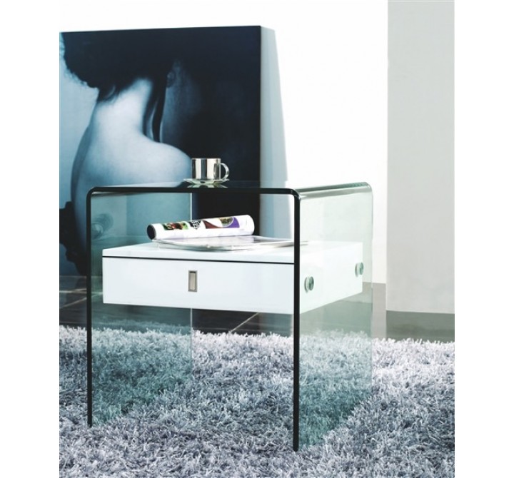  Casabianca Bari Nightstand / End Table - Angled View Whte