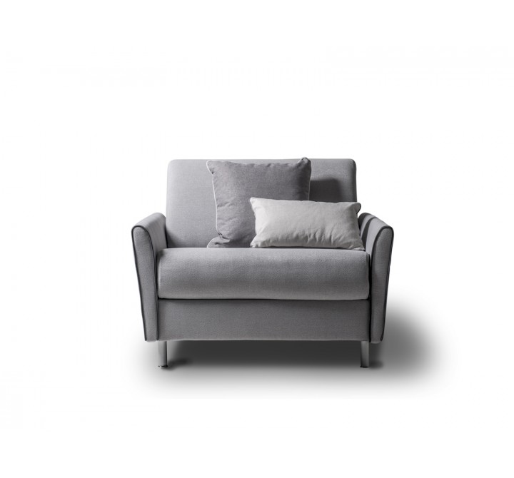 Casabianca HABITAT Twin Size Sofa Bed In Light Gray Linen With Gray Feet - Front View