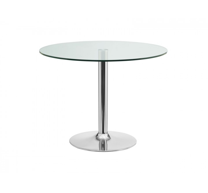 Casabianca FORTE Dining Table In Clear Glass With Polished Stainless Steel Base - Front