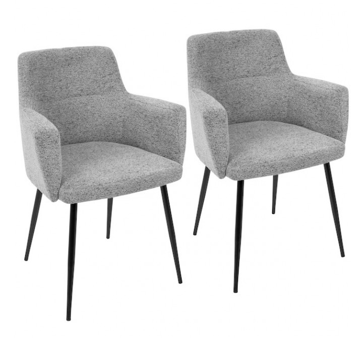LumiSource Andrew Dining Chair - Set Of 2 - GREY; BLACK LEGS 