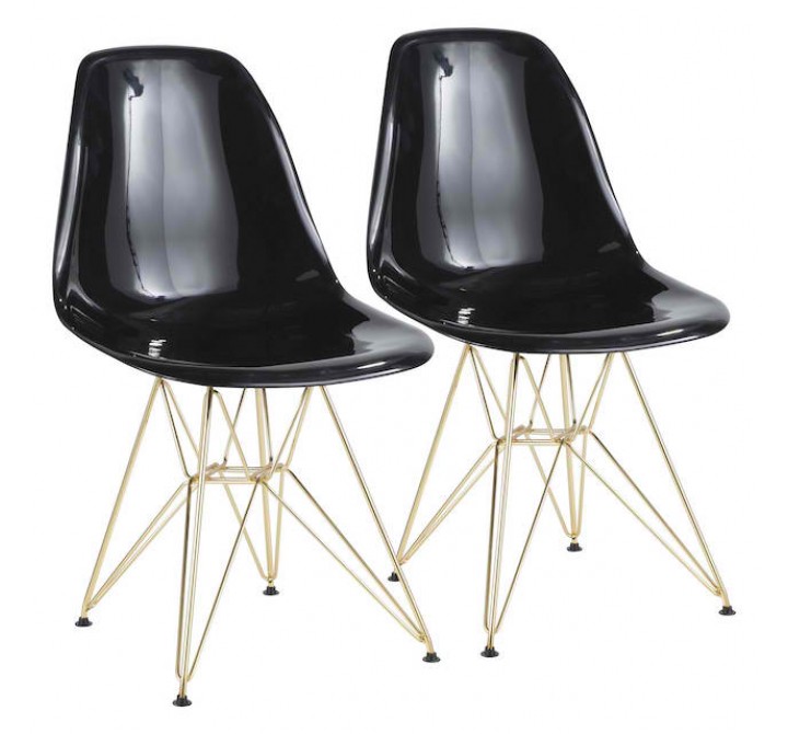 LumiSource Brady Chair - Set of 2 - BLACK 