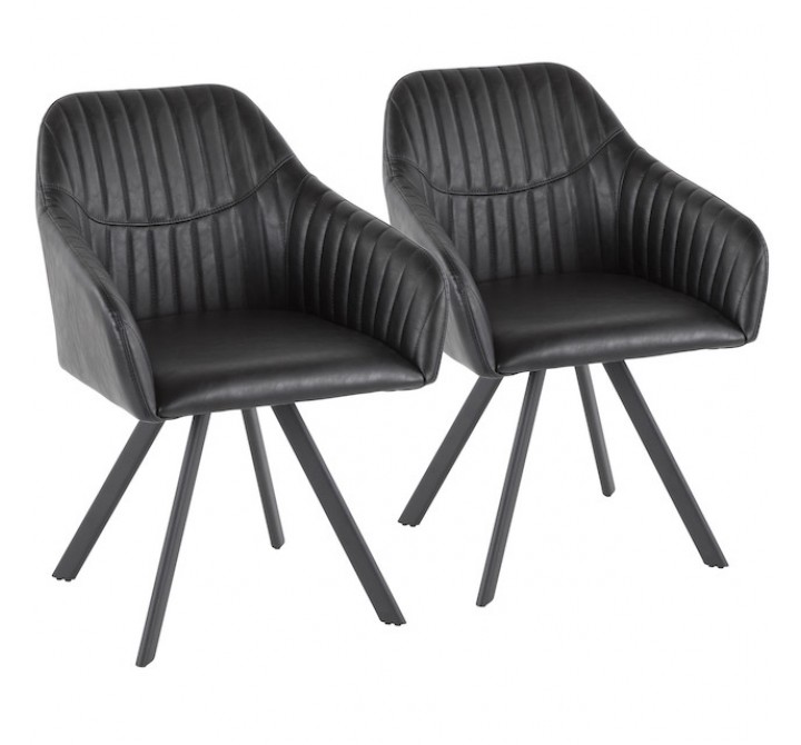 LumiSource Clubhouse Pleated Chair - Set of 2 - BLACK