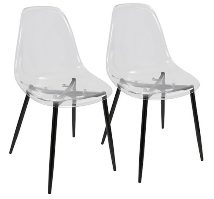 LumiSource Clara Dining Chair - Set of 2 - BLACK LEGS