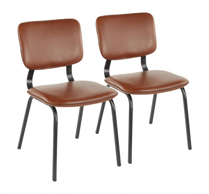 LumiSource Foundry Chair - Set of 2 - COGNAC 