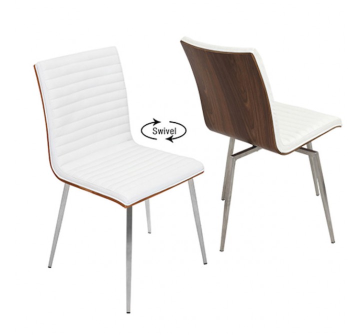 LumiSource Mason Chair With Swivel - Set of 2 - OFF WHITE 