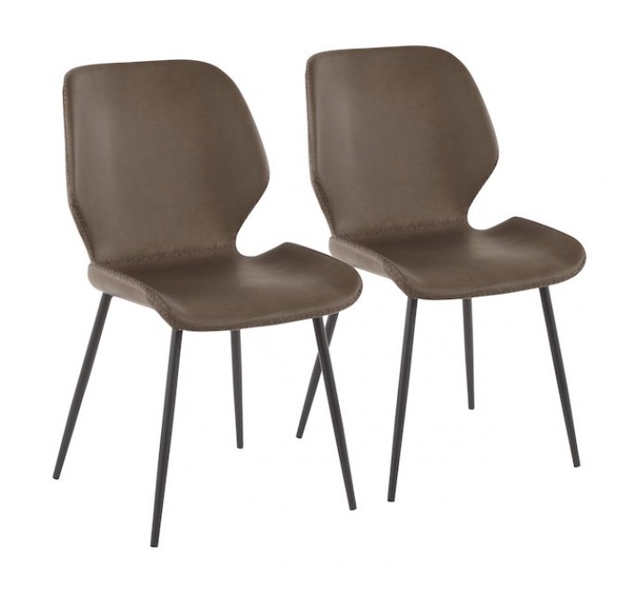 LumiSource Industrial Serena Chair - Set of 2 - BROWN 