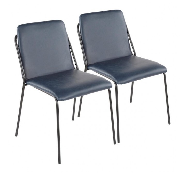 LumiSource Stefani Chair - Set of 2 - BLUE 