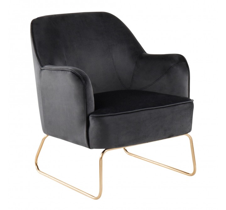 LumiSource Daniella Sleigh Accent Chair - BLACK - Perspective