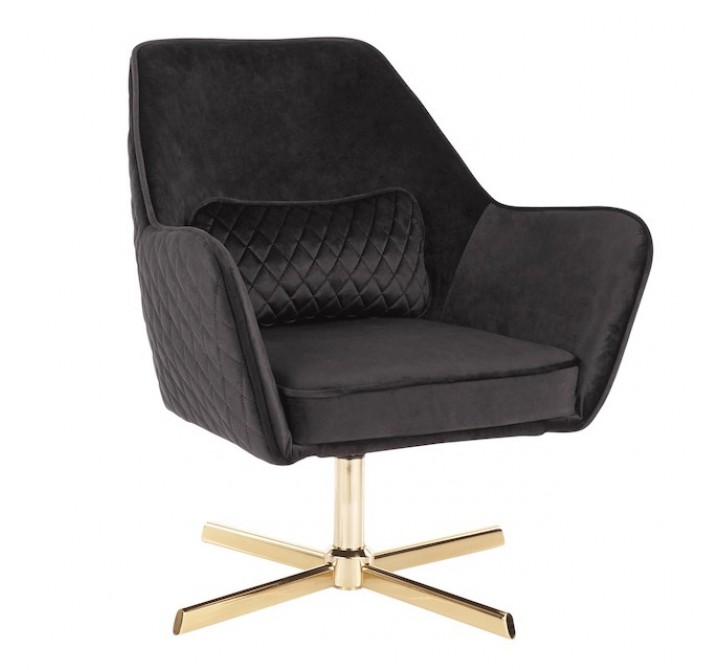 LumiSource Diana Lounge Chair - Black in Gold Metal Base - Perspective