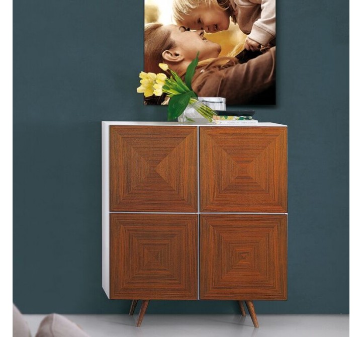 City Cabinet in White HG - Walnut Doors