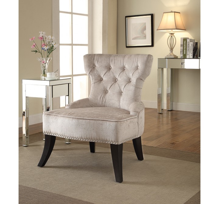 Colton Button Tufted Chair - White Actual