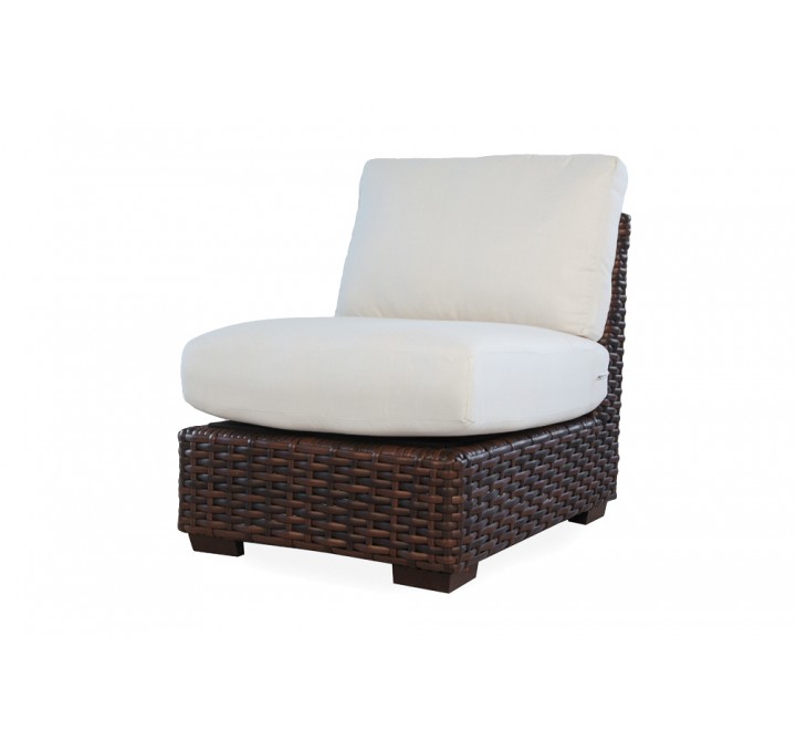 Contempo Armless Sectional in Aged Walnut Wicker Finish - Angled