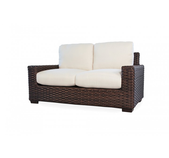 Contempo Loveseat in Aged Walnut Wicker Finish - Angled