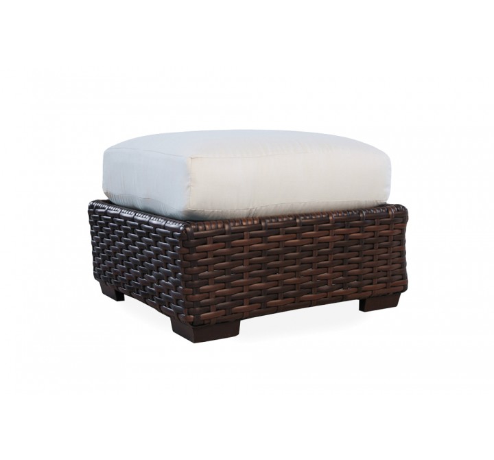 Contempo Ottoman in Aged Walnut Wicker Finish - Angled