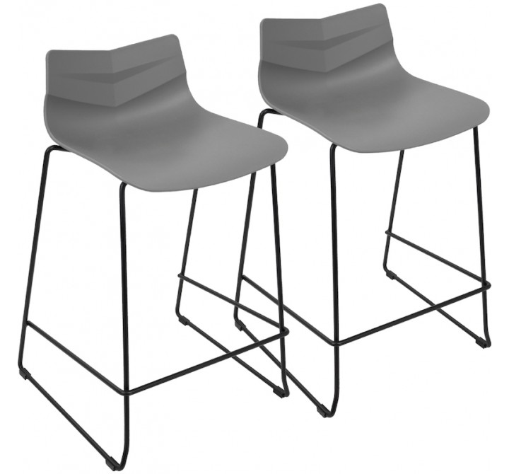 Lumisource Arrow Counter Stool in Black Metal & Grey Poly - Set of 2