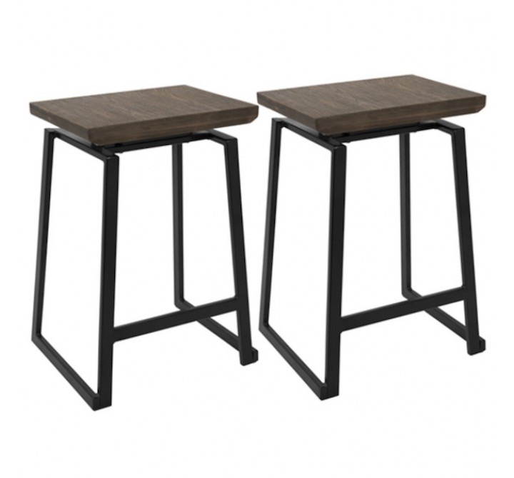 LumiSource Geo Counter Stool - Set of 2 - BROWN