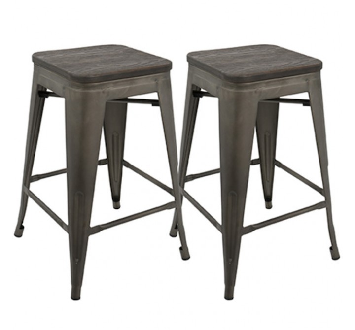 LumiSource Oregon Counter Stool - Set of 2 - ANTIQUE; ESPRESSO
