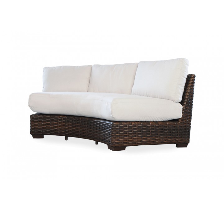 Contempo Curve Sectional Sofa in Aged Walnut Wicker Finish - Angled