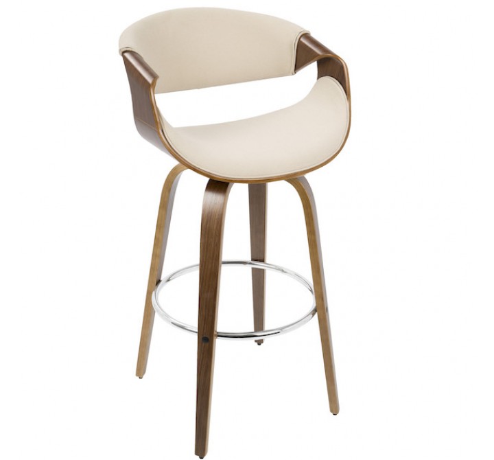 LumiSource Curvini Barstool - Cream - Perspective