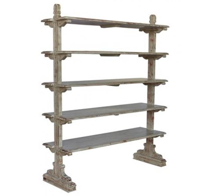 Bengal Manor Mango Wood 5 Tier Aged Ash Open Bookshelf