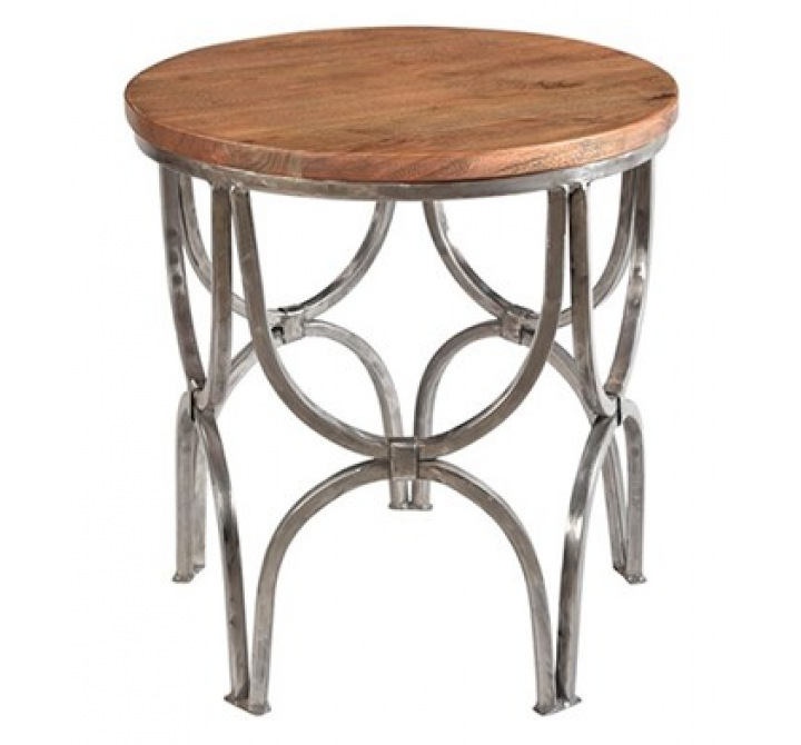Bengal Manor Mango Wood and Steel Round End Table