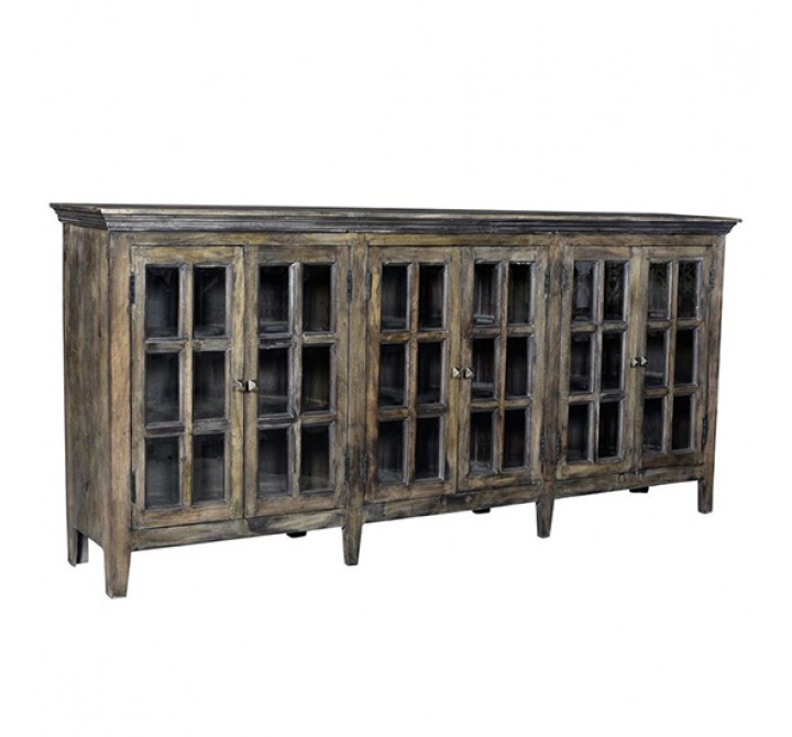 Bengal Manor Acacia Wood Large 6 Door Window Pane Sideboard
