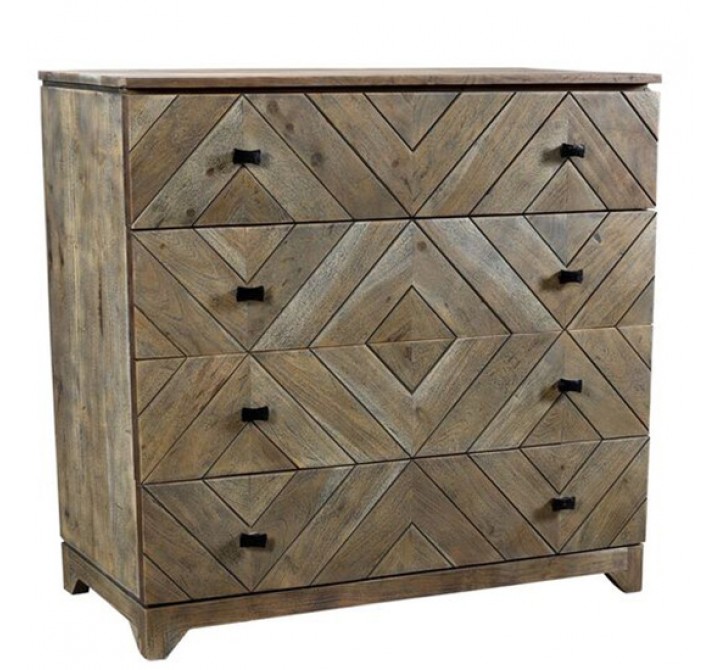 Bengal Manor Acacia Wood Diamond Pattern 4 Drawer Chest 